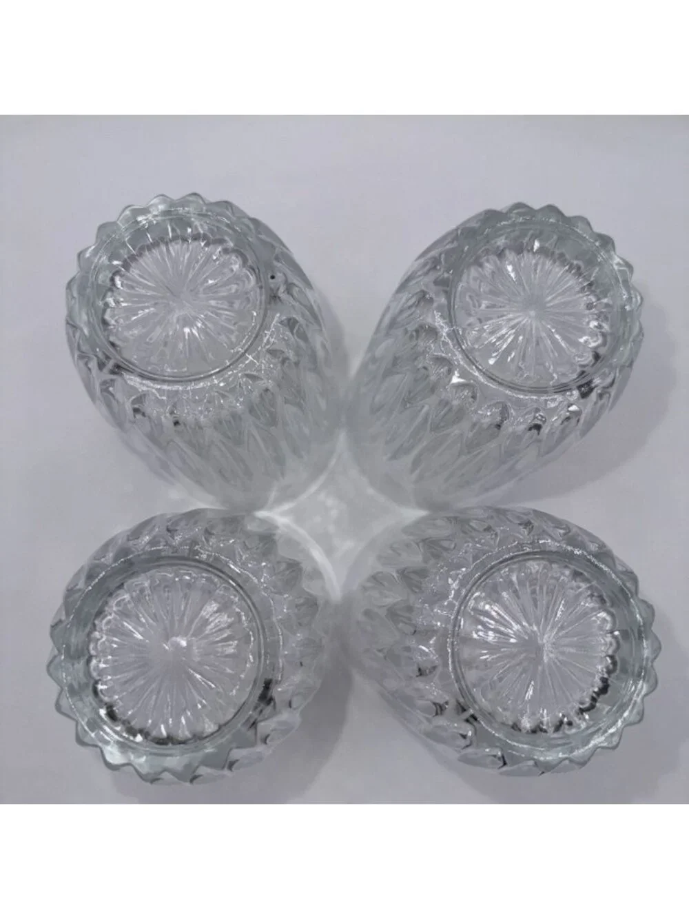 Princess House Heritage 12oz Flat Tumbler Clear Floral Cut Etched Glass Set of 4